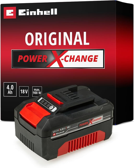 Originale Batteria Einhell 18V 4,0 Ah Power X-Change (18V, per tutti gli utensili PXC, indicatore del livello di carica, sistema di gestione della batteria, cicli di carica adattati alla situazione)