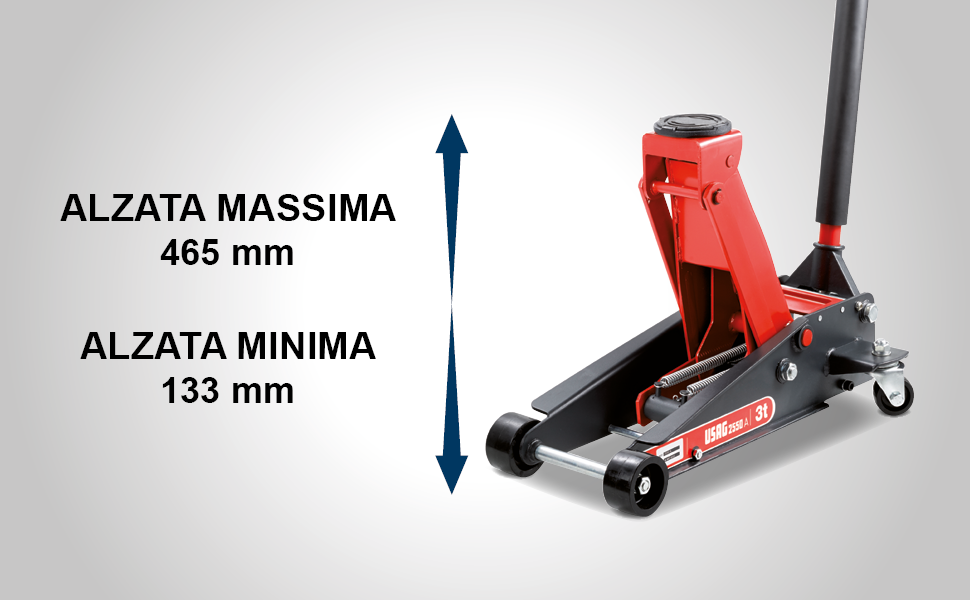 USAG 2550 A Sollevatore Idraulico 3T Per Auto E Veicoli Commerciali, Nero Rosso