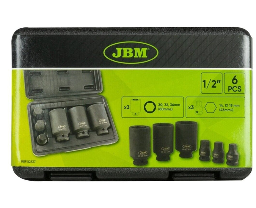 SET 6PZ CHIAVI A BUSSOLA IMPATTO RINFORZATE ESAGONALI 1/2" 30-32-36MM + 3 PUNTE 