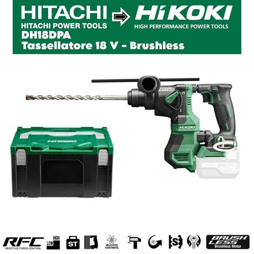 TASSELLATORE CORDLESS SDS-PLUS HIKOKI HITACHI 18V DH18DPA MACCHINA + VALIGETTA
