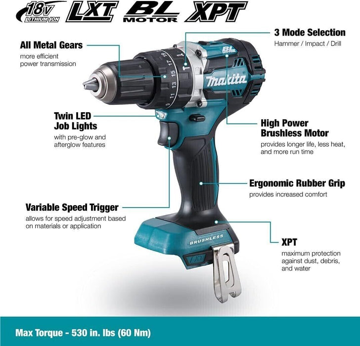 TRAPANO AVVITATORE MAKITA DHP484Z CON PERCUSSIONE 18V BRUSHLESS