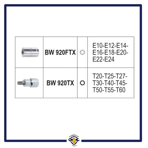 SET VALIGETTA CHIAVI A BUSSOLA TORX BETA 1/2" 17PEZZI BW923E-FTX/C17