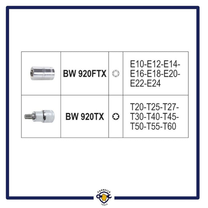 SET VALIGETTA CHIAVI A BUSSOLA TORX BETA 1/2" 17PEZZI BW923E-FTX/C17