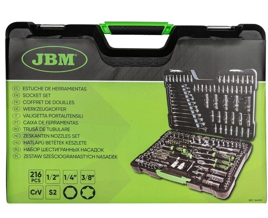 VALIGIA SET CHIAVI A BUSSOLA 216 PEZZI VANADIUM CON CRICCHETTO JBM 216 PZ