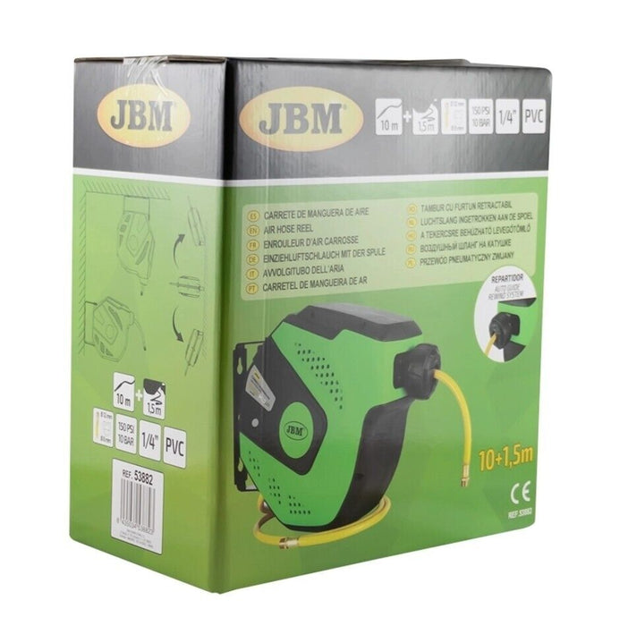 Avvolgitubo arrotolatore Prolunga per Aria con Tubo Cavo da 11 Mt a parete JBM