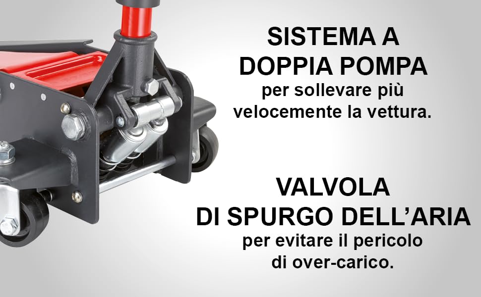 USAG 2550 A Sollevatore Idraulico 3T Per Auto E Veicoli Commerciali, Nero Rosso