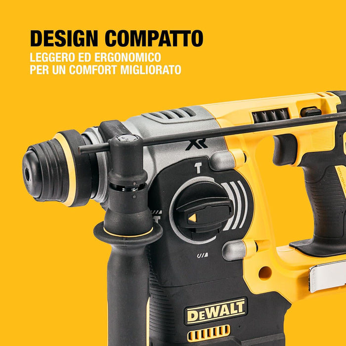 DEWALT 18V XR Trapano a Percussione Brushless 24mm SDS-Plus con 2 batterie da 5Ah, Caricabatterie Multi-Voltaggio XR e Kitbox TSTAK Heavy Duty, DCH273P2T-QW